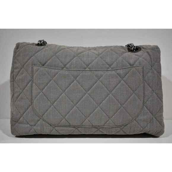 Chanel XXL Maxi 2.55 Reissue Airlines Classic Flap Grey Denim Logo Shoulder Bag - Picture 5 of 12